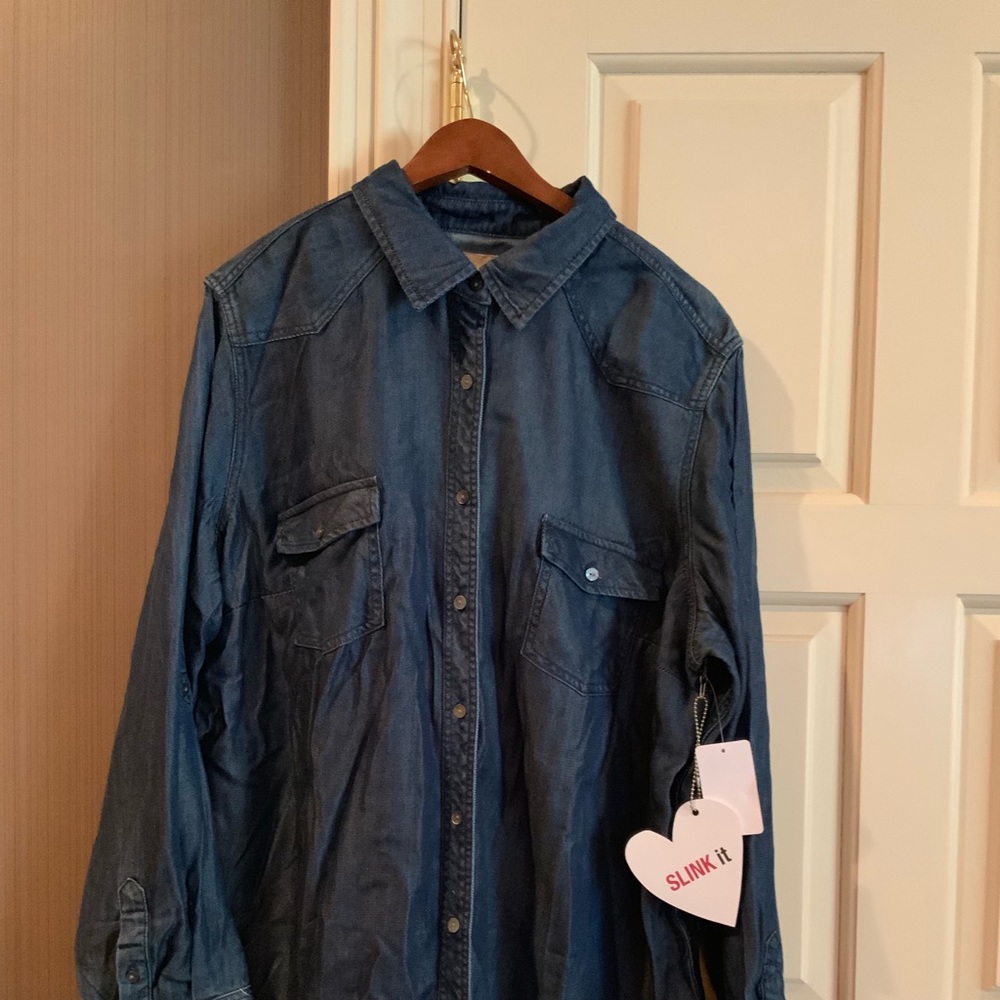 SALE Plus size new designer denim blouse